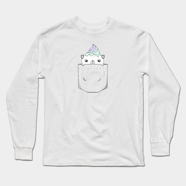 Pocket Pug Ice Cream Long Sleeve T-Shirt by moonlitdoodl